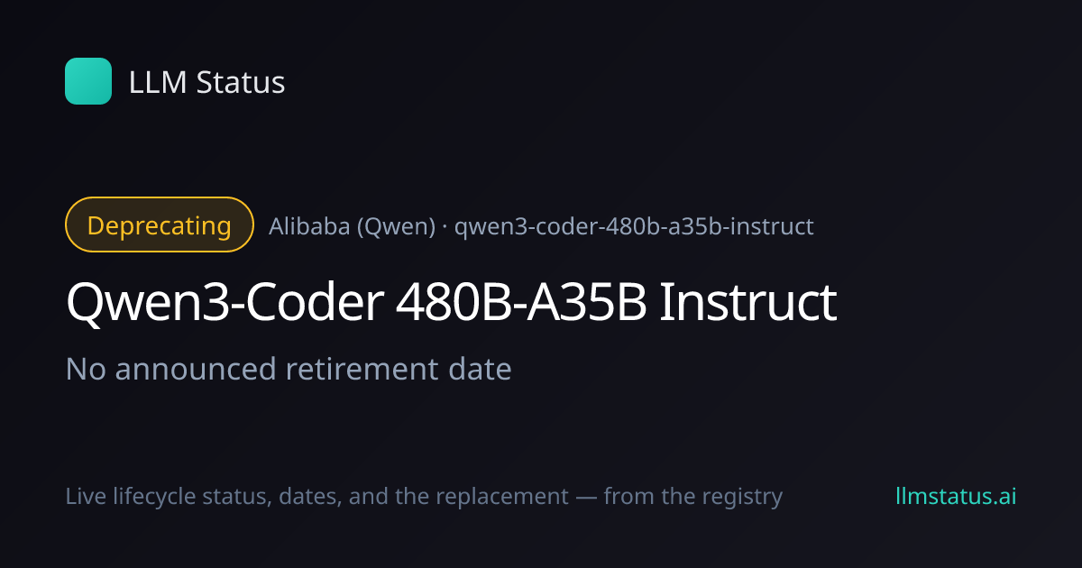 Qwen3-Coder 480B-A35B Instruct deprecated