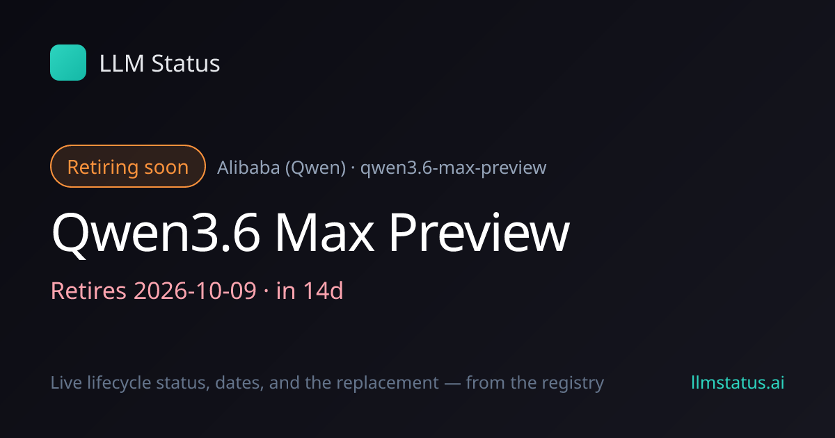 Qwen3.6 Max Preview deprecated, retires 2026-10-09