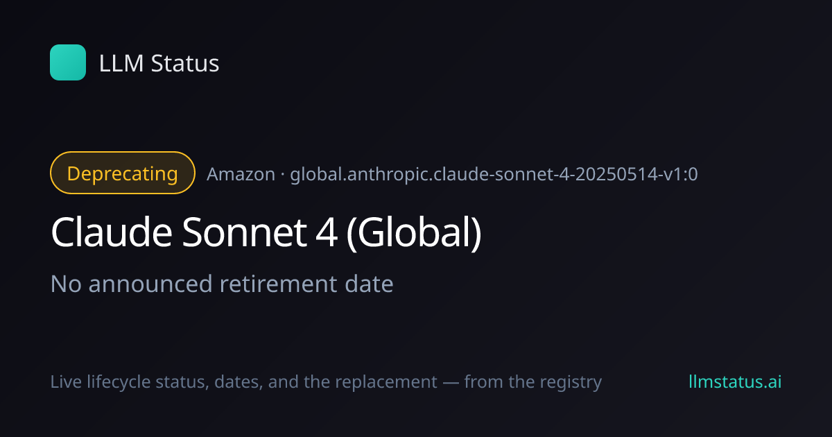 Claude Sonnet 4 (Global) deprecated