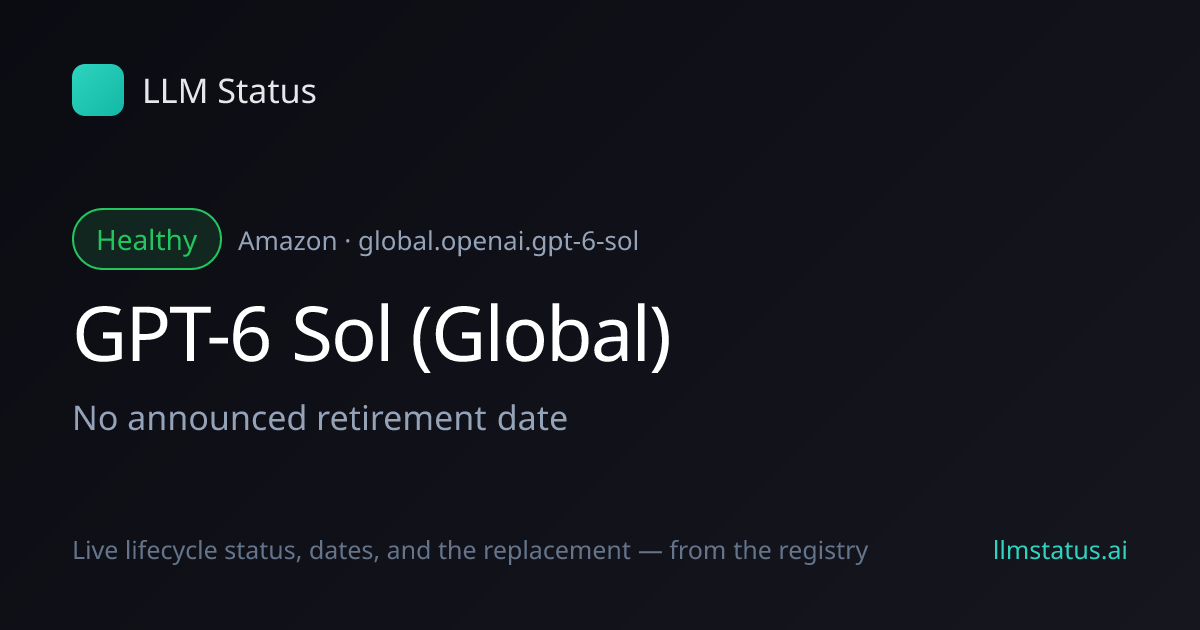 New model: GPT-6 Sol (Global) (Amazon)