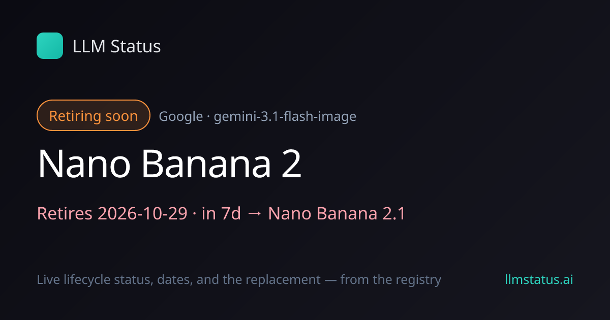 Nano Banana 2 deprecated, retires 2026-10-29 → Nano Banana 2.1
