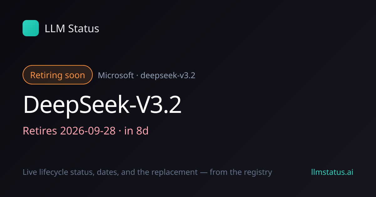 DeepSeek-V3.2 deprecated, retires 2026-09-28