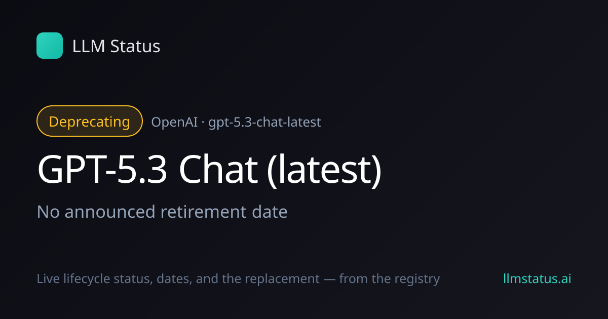 GPT-5.3 Chat (latest) deprecated